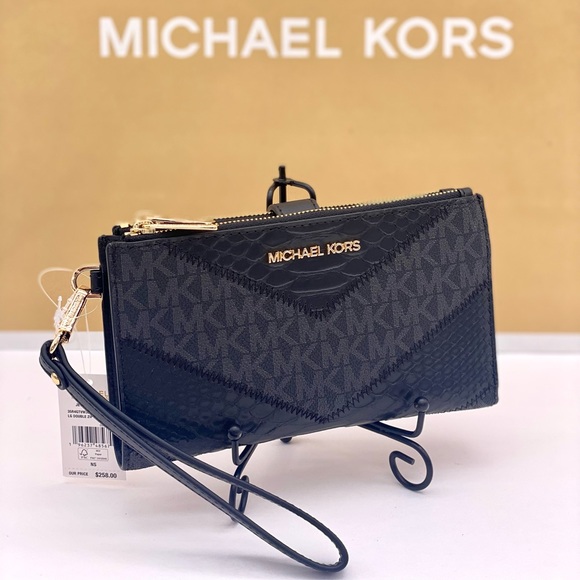 Michael Kors DoubleZip Wallet Wristlet Phone Case Black Multi - Picture 2 of 13